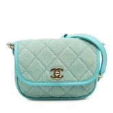 Mini CC Quilted Denim Messenger Flap