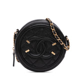 Caviar CC Filigree Round Clutch with Chain