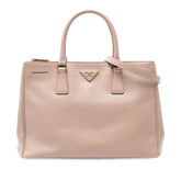 Medium Saffiano Lux Galleria Double Zip Satchel