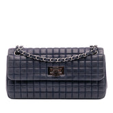 Chocolate Bar Iridescent Calfskin Bubble Flap