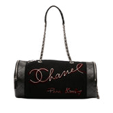 Paris Hamburg Embroidered Wool with Quilted Calfskin Duffle Bag