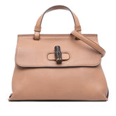 Small Leather Bamboo Daily Satchel