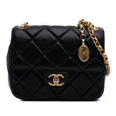 Mini Quilted Lambskin Bijoux Logo Chain Square Flap