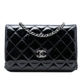 CC Quilted Shiny Aged Calfskin Wallet On Chain