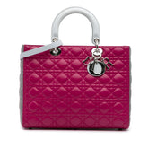 Large Bicolor Lambskin Cannage Lady Dior