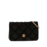 CC Quilted Velvet Wallet on Chain