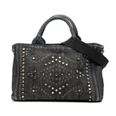 Small Denim Canapa Bijoux and Grommet Satchel