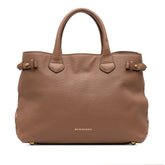 Medium Leather and House Check Banner Satchel