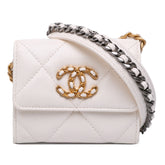 Quilted Lambskin Chanel 19 Card Holder On Chain