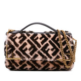 Zucca Shearling Double F Baguette Satchel