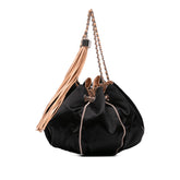 Lambskin and Satin Reversible Sac Cordon Bucket Bag
