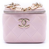 Mini CC Quilted Lambskin Enamel Coco Vanity Case With Chain