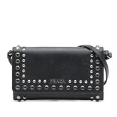 Saffiano Crystal Studded Wallet on Strap