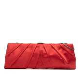 Satin Pleated Chain Evening Clutch