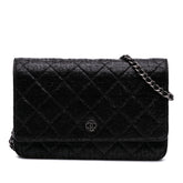 CC Quilted Crinkled Patent Wallet On Chain