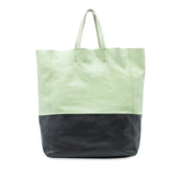 Bicolor Leather Vertical Cabas Tote
