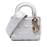 Mini Metallic Grained Calfskin Cannage Lady Dior