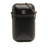 CC Quilted Lambskin Chain Around Phone Holder
