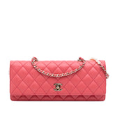 Quilted Lambskin Pearl Chain East West Single Flap