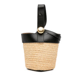 Mini Raffia Pebble Bucket Bag