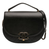 Medium Shiny Calfskin and Quilted Goatskin Coco Curve Flap