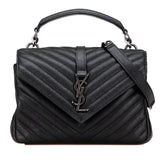 Medium Quilted Chevron Sheepskin College Satchel