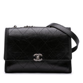 CC Quilted Crumpled Calfskin and Grosgrain Flap