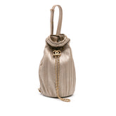 Small Metallic Calfskin Coco Pleats Drawstring Backpack