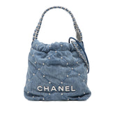 Mini Denim Studded 22 Handbag