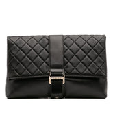 CC Quilted Lambskin Grip Clutch