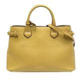 Medium Leather and House Check Banner Satchel