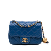 Mini Square Classic Lambskin Pearl Crush Single Flap