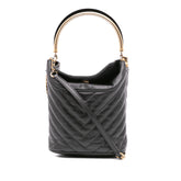 Quilted Chevron Lambskin Handle with Chic Bucket Bag