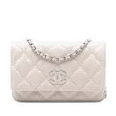 CC Quilted Calfskin Double Stitch Hamptons Wallet on Chain