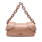 Nappa Ruffle Resin Chain Shoulder Bag