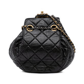 CC Quilted Lambskin Chain Drawstring Bucket Bag