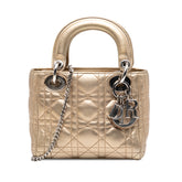 Mini Metallic Lambskin Cannage Lady Dior