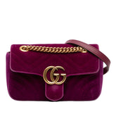 Small GG Marmont Matelasse Velvet Shoulder Bag