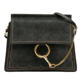 Medium Studded Suede and Calfskin Faye Crossbody