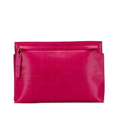 Large Linen Embossed Patent Anagram Repeat T Pouch