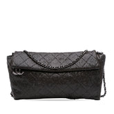Quilted Laminated Fabric Chain Evening Crossbody
