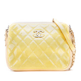 Quilted Patent Chain Double Zip Crossbody