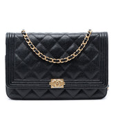 Quilted Caviar Boy Wallet on Chain