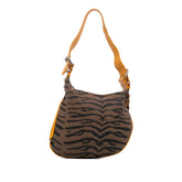 Small Zebra Print Canvas Oyster Hobo