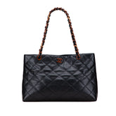 CC Quilted Caviar Tortoise Chain Tote