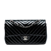 Medium Classic Chevron Patent Double Flap