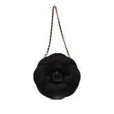 Lambskin and Satin Camellia Flower Evening Bag