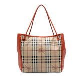 Small Leather Trimmed Haymarket Check Coated Canvas Canterbury Tote
