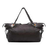 Large Pebbled Calfskin Bamboo Bar Tote