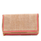 Raffia Falabella Fold Over Clutch